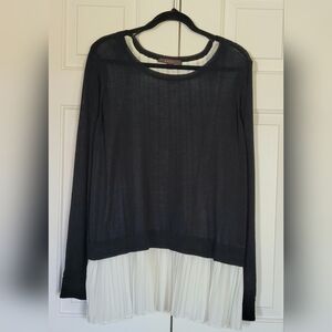 Fever Faux Layered Sweater Black  Blouse Lightweight Size: X-Large